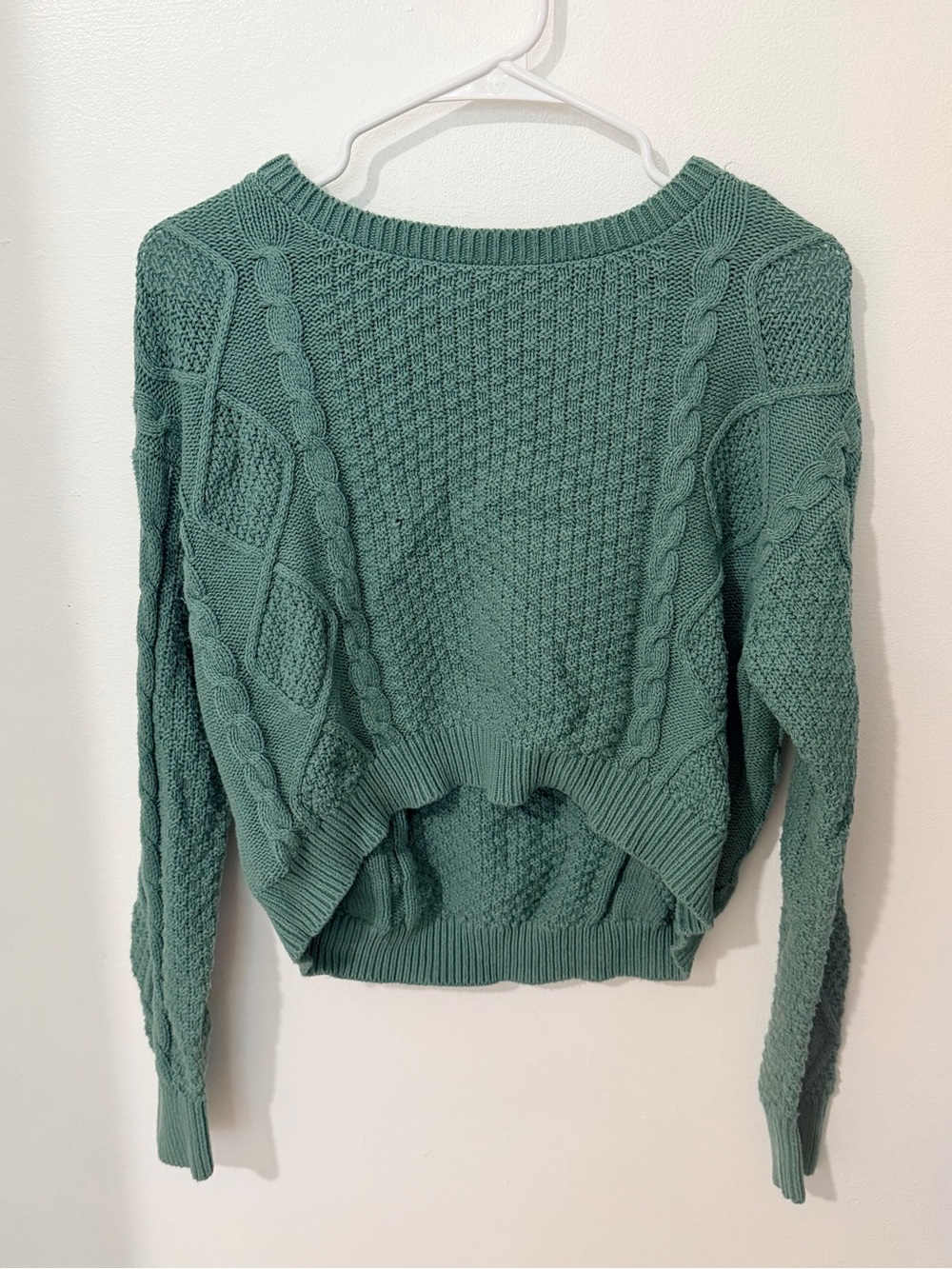 Green Cable-Knit Women's Sweater